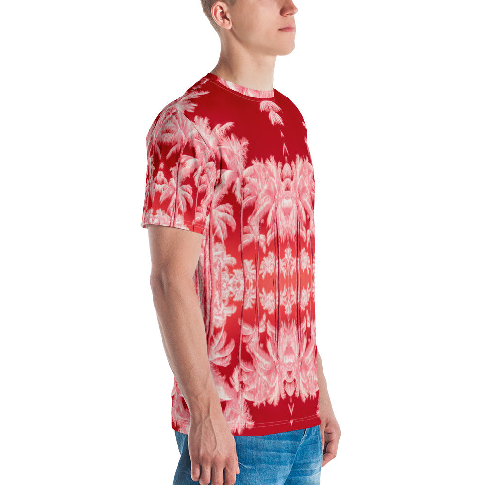 Men's Regular Fit, Four-Way Stretch Crew Neck T-Shirt, Palm Tree, Infrared