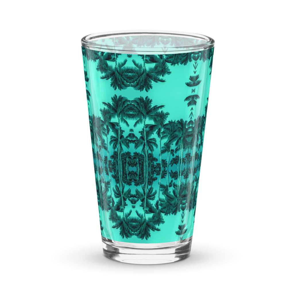 Turquoise Palms Shaker pint glass