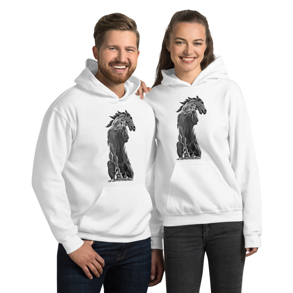 Hoodie with Front Pocket, Black Horse